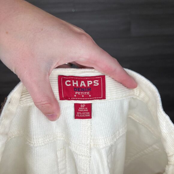 Vintage 1990s Chaps Denim Womens Petite 8P Corduroy Pants Ivory Bootcut - Picture 3 of 3